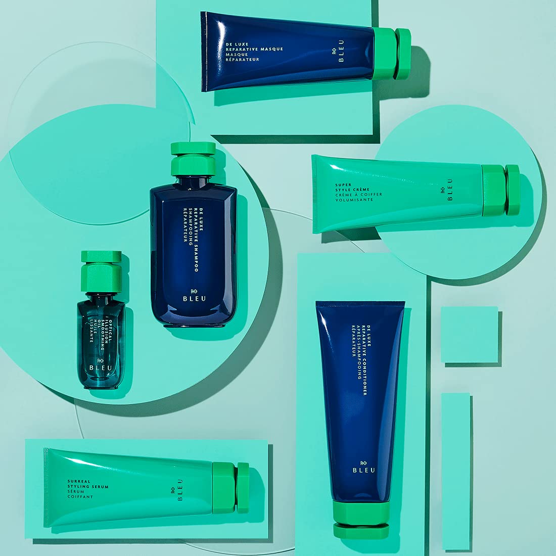 Medium Aquamarine R+Co BLEU DE LUXE Reparative Shampoo + Conditioner Tandem Packette, 14ml