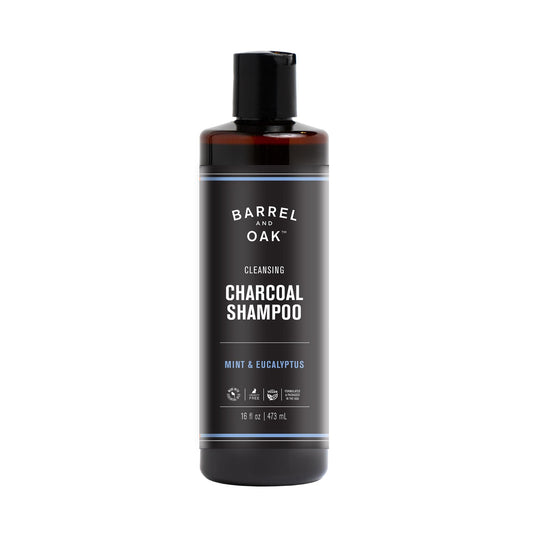 Dark Slate Gray Barrel & Oak Mint & Eucalyptus Charcoal Shampoo for Men, Cleansing Men’s Shampoo with Botanical Extracts & Essential Oils, Scalp Care, Vegan Hair Care Essentials, 16 oz
