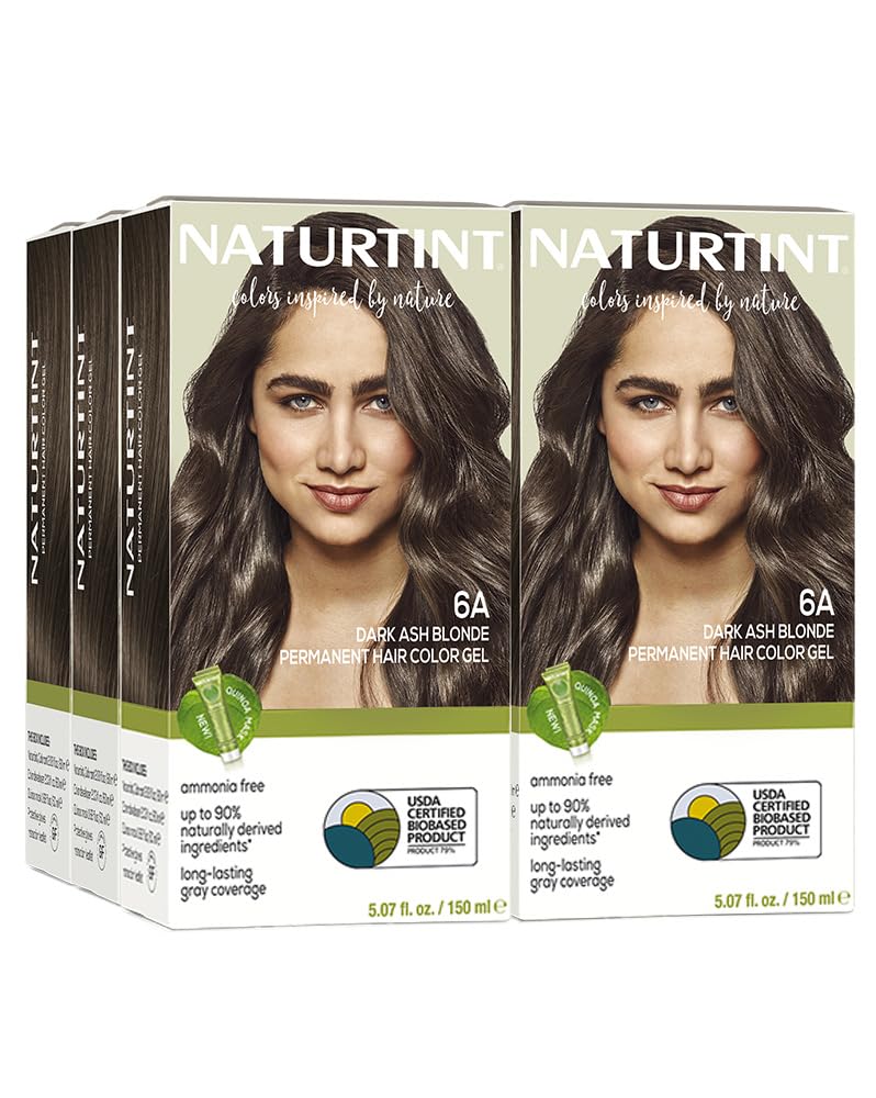 White Smoke Naturtint 6A Dark Ash Blonde Permanent Hair Color (Pack of 6), Ammonia Free, Vegan, Cruelty Free, up to 100% Gray Coverage, Long Lasting Results (Packaging may vary)