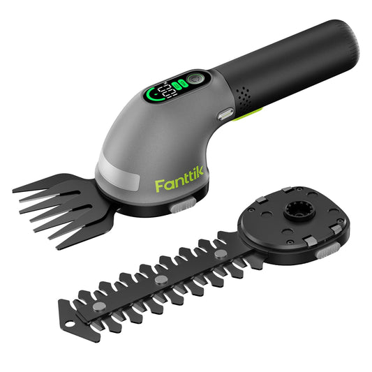 White Smoke Fanttik Z10 Pro Cordless Hedge Trimmer, 6” Shurbbery Trimmer & 3.5” Grass Shear, Dual-Mode with Battery Display, Type-C Fast Charge, Two Blades for Yard, Garden, Lawn Care