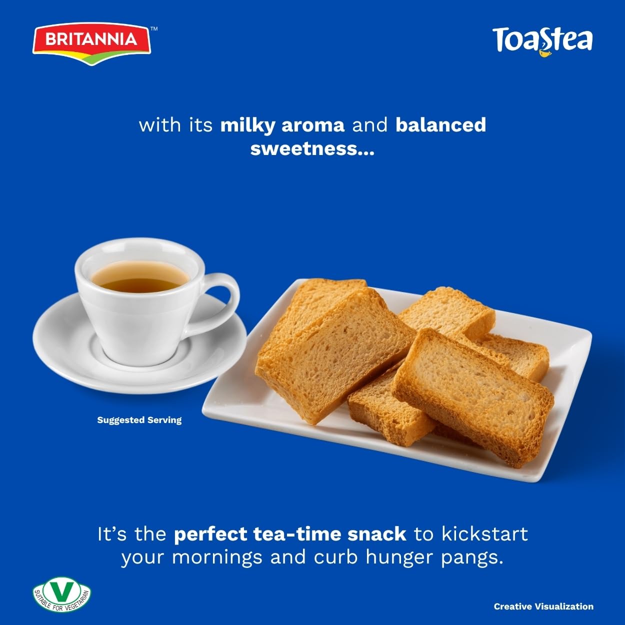 Dark Slate Blue BRITANNIA Toastea Milk Rusk 19.75oz (560g) - Biscotte Au Lait - Crispy, Crunchy Tea Moments - Breakfast & Tea Time Snacks (Pack of 1)