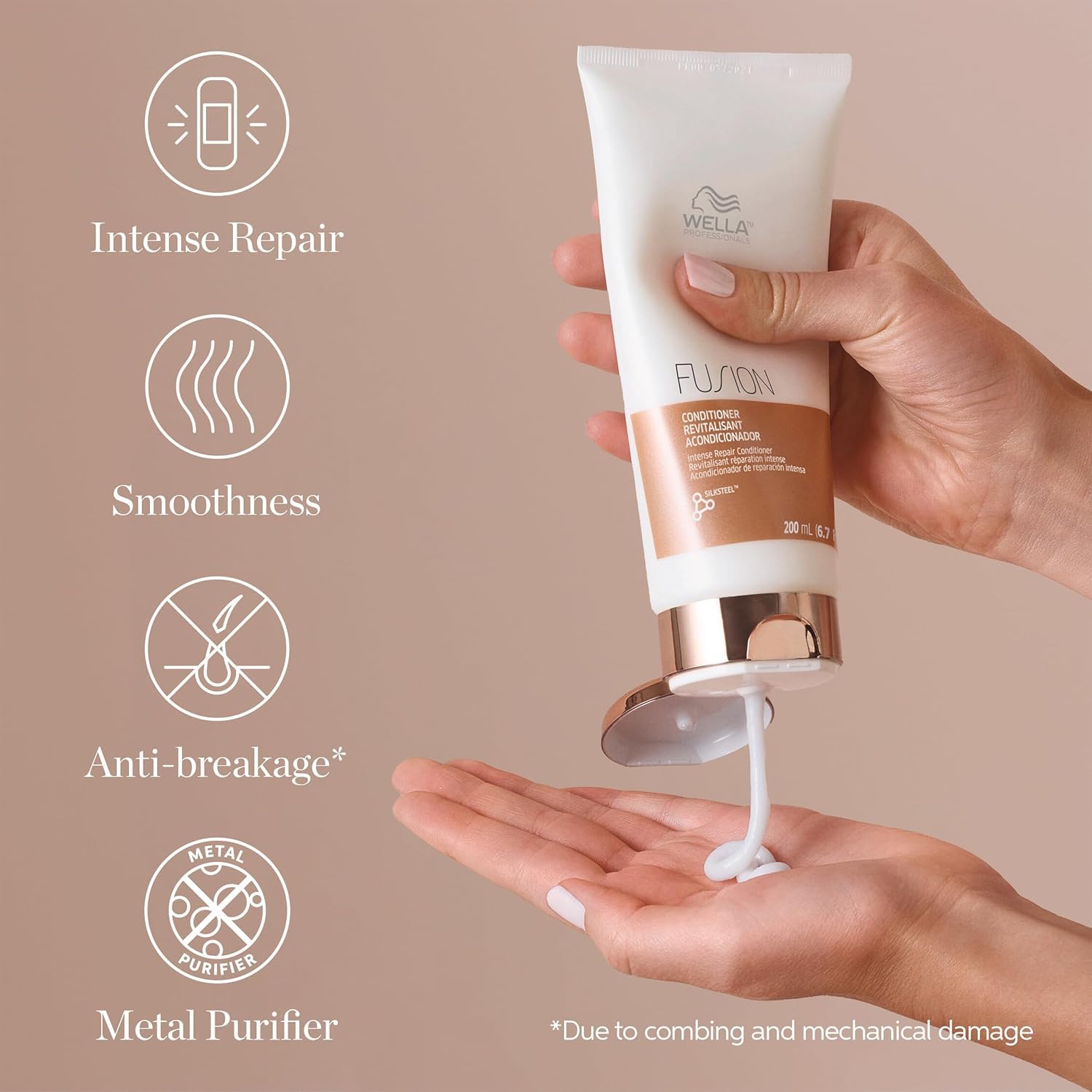 Rosy Brown Wella Professionals Fusion Intense Repair Shampoo & Conditioner Set, Hair Repair & Anti Hair Breakage