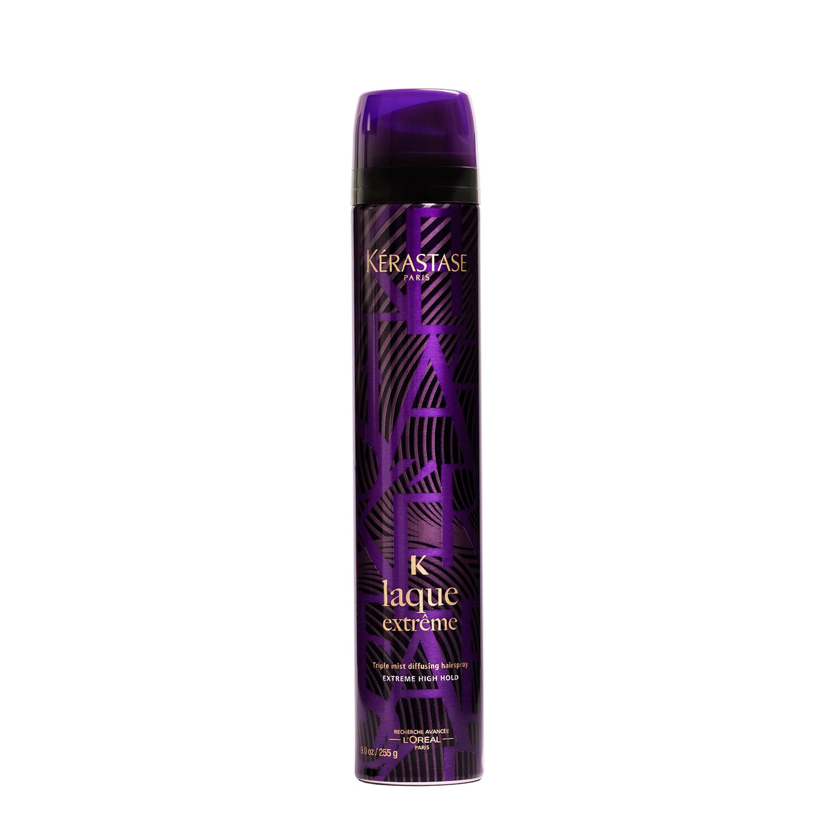 Black Kerastase Laque Extreme 24- Hour High Hold Hairspray For All Hair Types - Humidity Resistant and Locks in Volume, With UV and Heat Protectant, 9 Oz