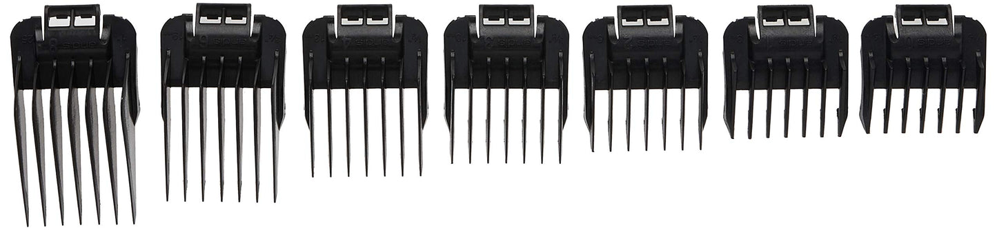 White Smoke Andis 01380 7-piece Snap-On Comb Set - Easy to Use, Perfect Grooming Tool – Blade Attachments for ML, GC & MBA Model Trimmers - Black