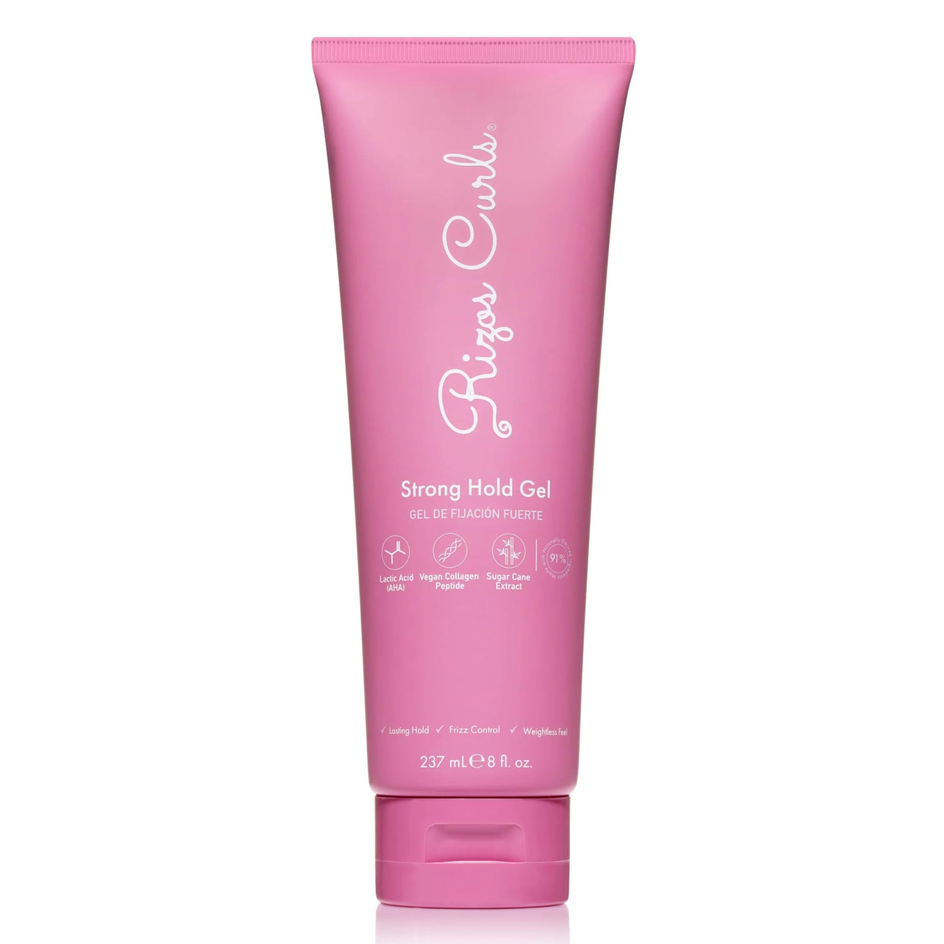 White Smoke Rizos Curls Strong Hold Gel - Long-Lasting, Flake-Free Gel for Curly, Coily, and Wavy Hair, Frizz Control, Curl Definition & Shine, Vegan Collagen Peptides & Sugar Cane Extract, 8oz