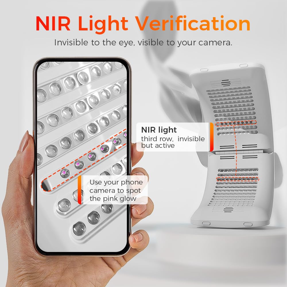 Light Gray Bestqool LED Mask Photon LED Light Therapy - 6 Colors with Near Infrared Light LED Face Mask for Skin Rejuvenation SPA Facial Body Skin Care Beauty Salon Device