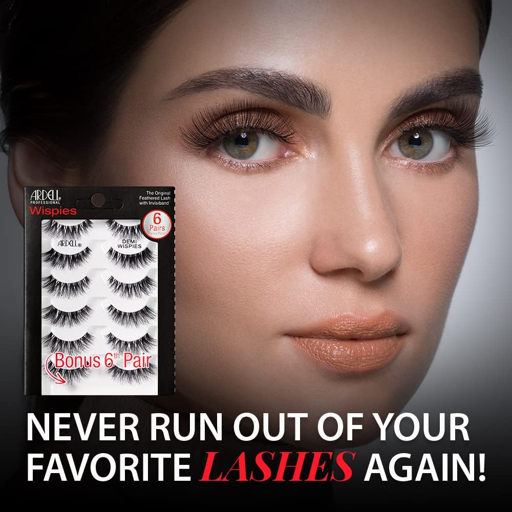 Black Ardell Demi Wispies Eyelashes – Multi-Dimensional, Eyelashes Natural Look, 6 Pairs