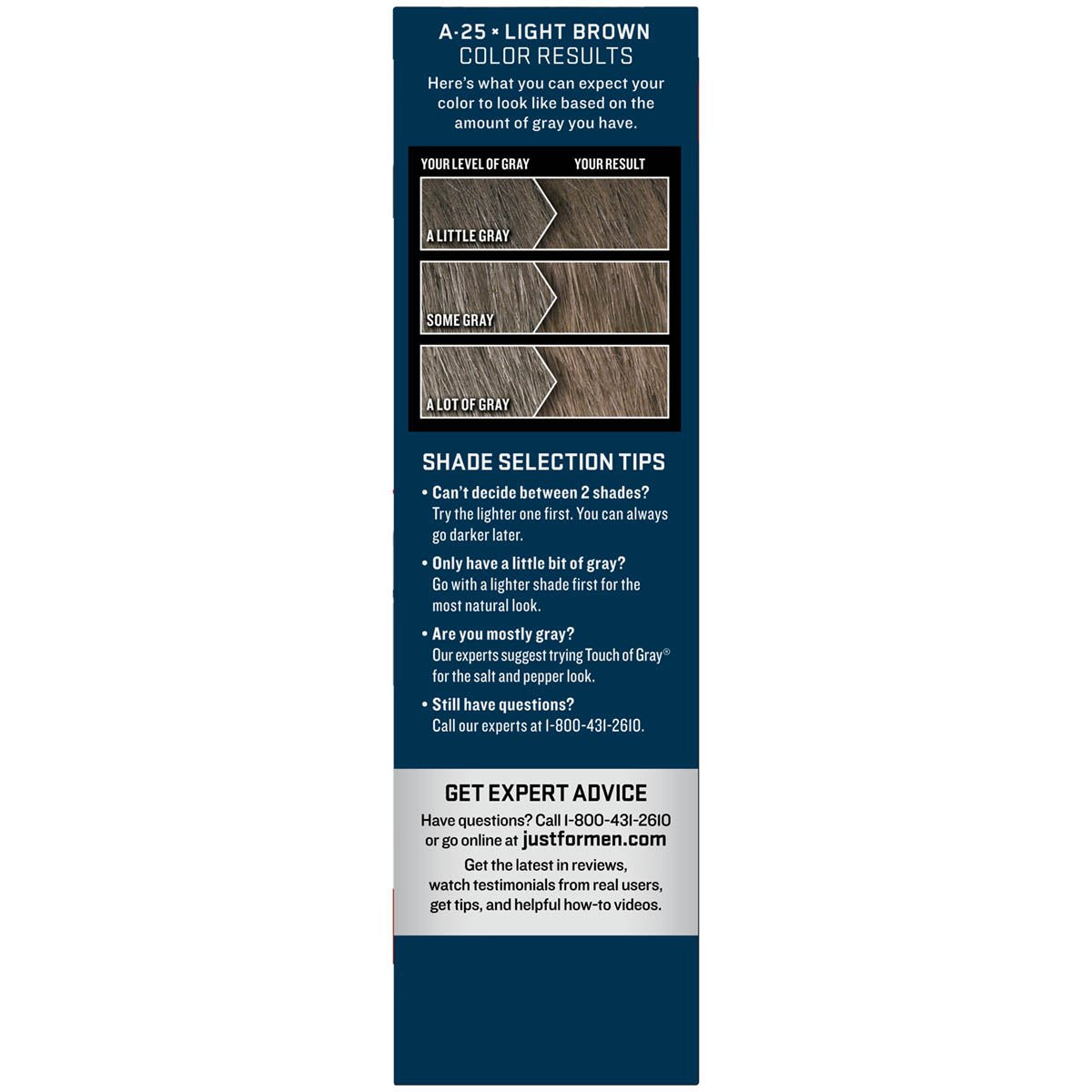 Midnight Blue Just For Men AutoStop Men's Hair Color, Light Brown