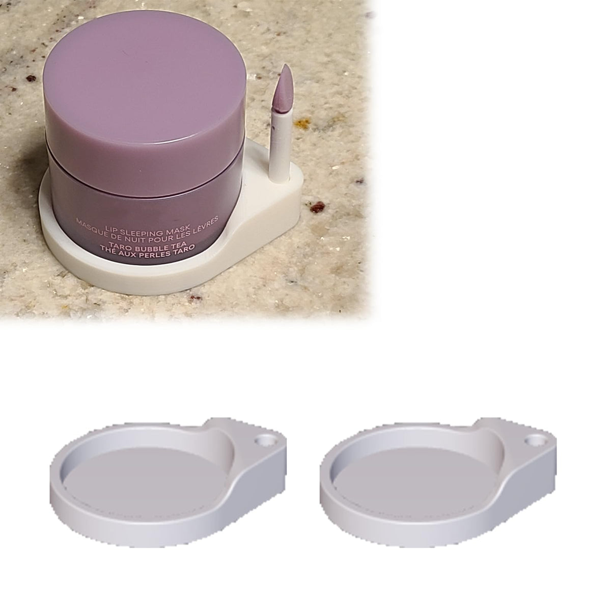 White Smoke Novarellian Storage Stand for LANEIGE Lip Sleeping Mask Pot & Applicator - Organizer Base to Keep Scoop Clean & Tidy - 2 pieces