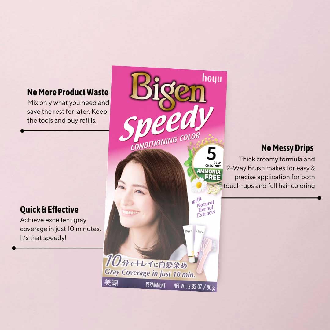 Light Gray Bigen Speedy Conditioning Color Kit: 5 Deep Chestnut - 3 Pack
