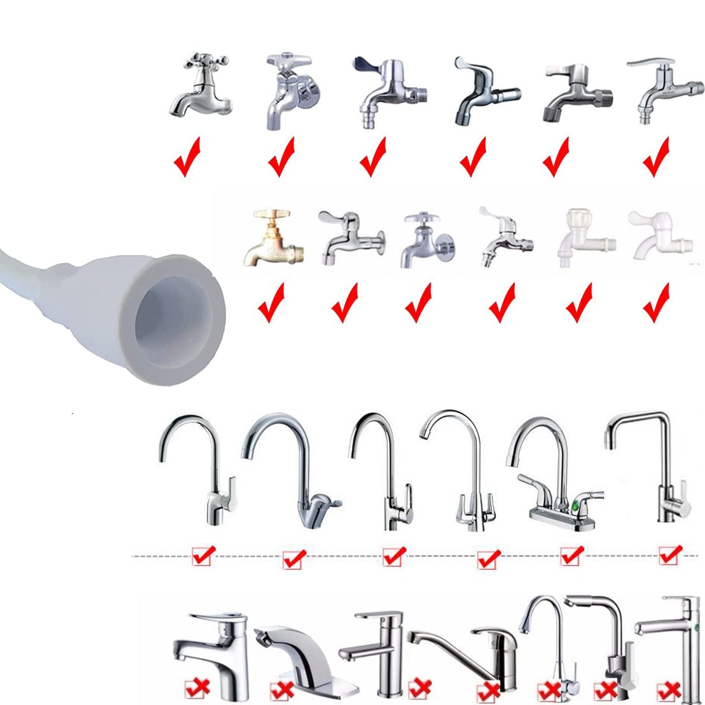 White Smoke 2m/6.56ft Portable Sink Hose Faucet Sprayer Sink Spray Rubber Hose Shampoo Sprayer Handheld Faucet Shower for Pets,Bathing Baby,Washing Hair,Rinsing Vegetables
