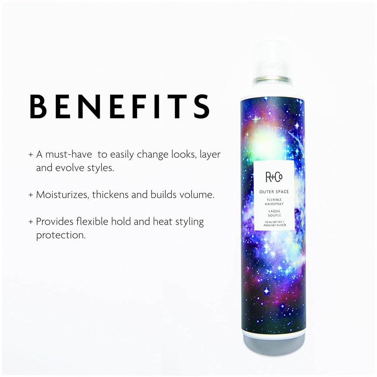 White Smoke R+Co Hair Spray Set for Volume and Hold | Outer Space & Balloon Hairsprays | Instant Volume and Texture | Lightweight For Long Lasting Hairstyles | Vegan + Cruelty-Free | 9.5 oz + 5 oz (Pack of 2)