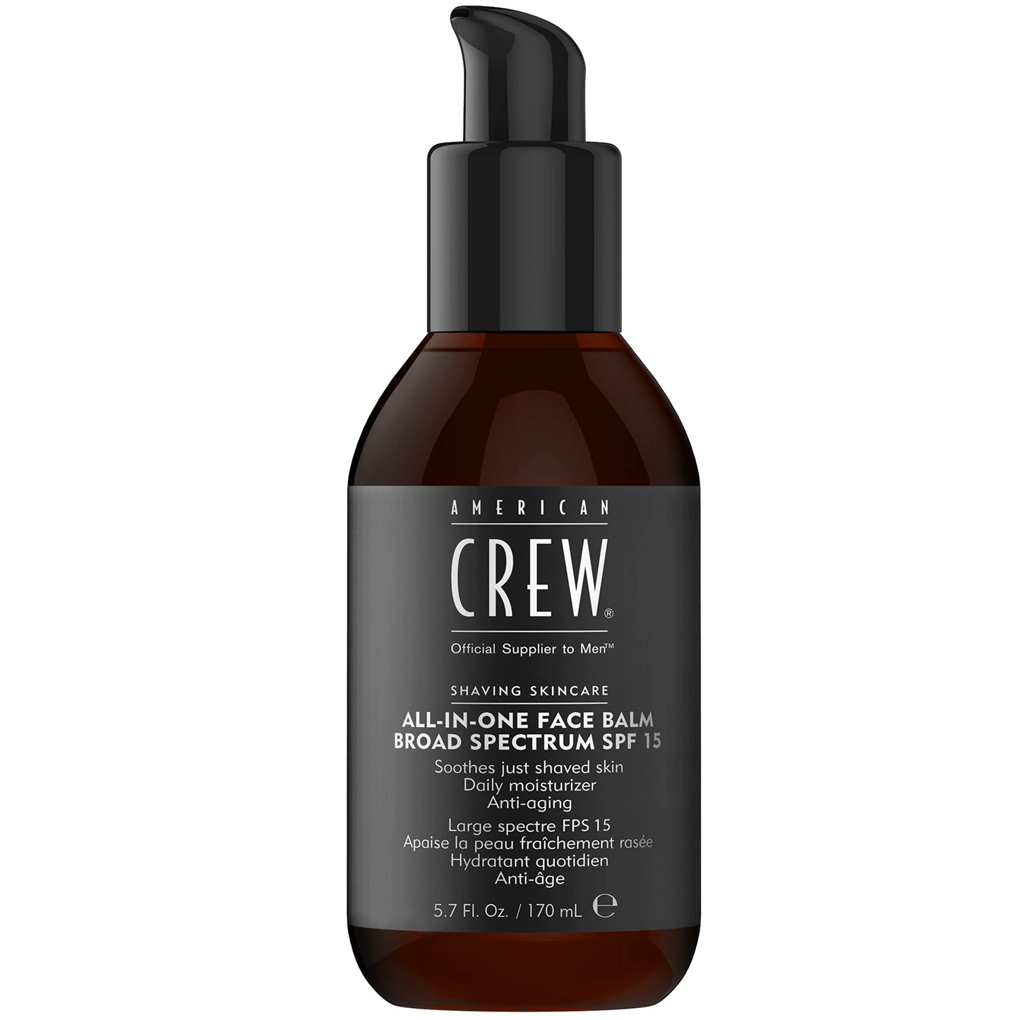 White Smoke American Crew All-in-One Face Balm for Men, Soothing Cream, SPF 15, 5.7 Fl Oz