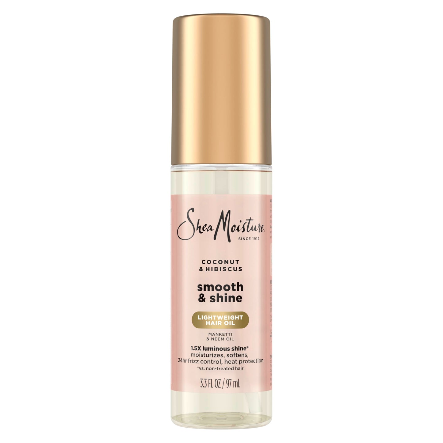 Light Gray Shea Moisture Coconut & Hibiscus Smooth & Shine Oil Coconut & Hibiscus Softens And Hydrates Hair With Manketti And Coconut Oil For A Lightweight Texture 3.3 Fl Oz
