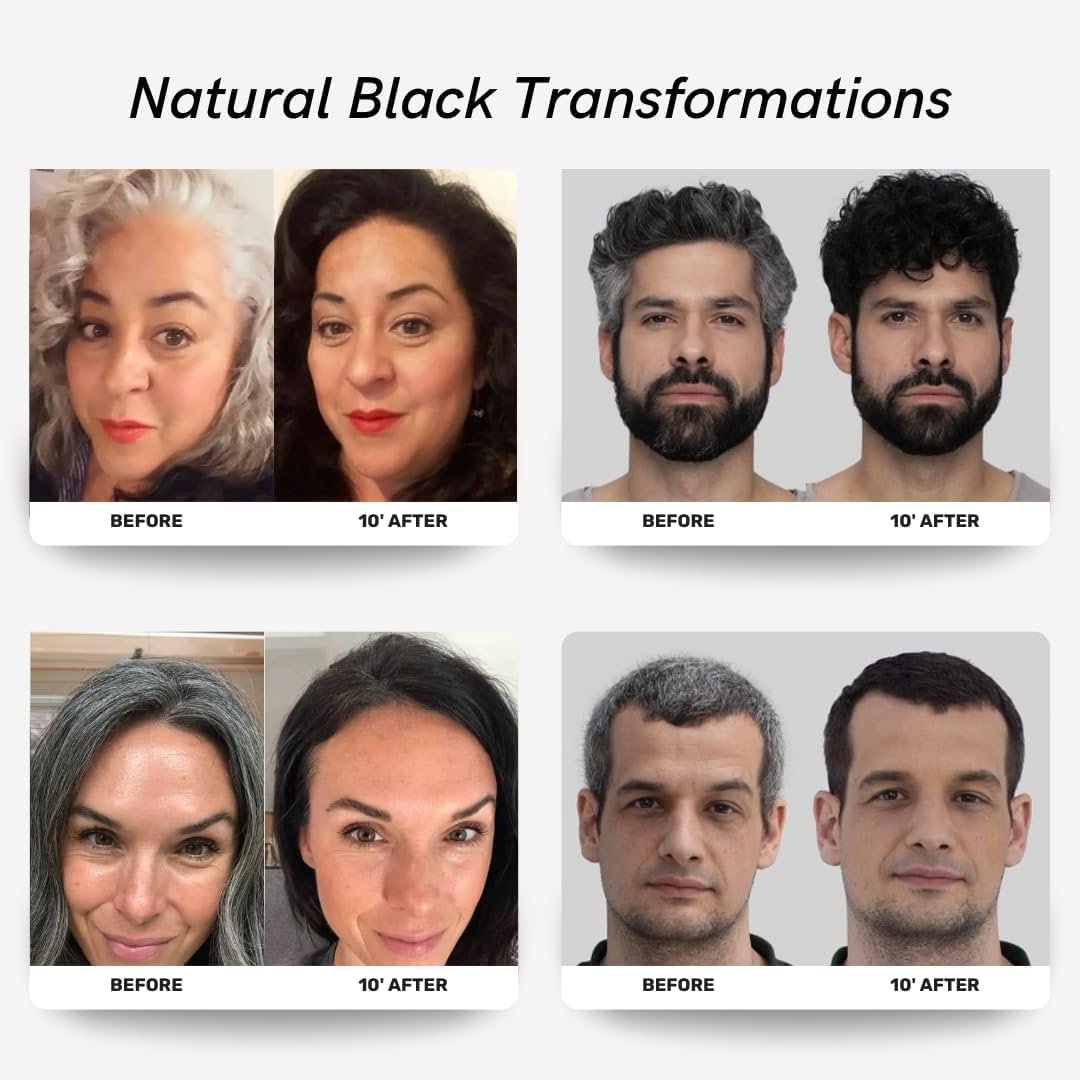 White Smoke Polar Hair Dye Shampoo for Gray Hair, Jet Black Color for Women & Men