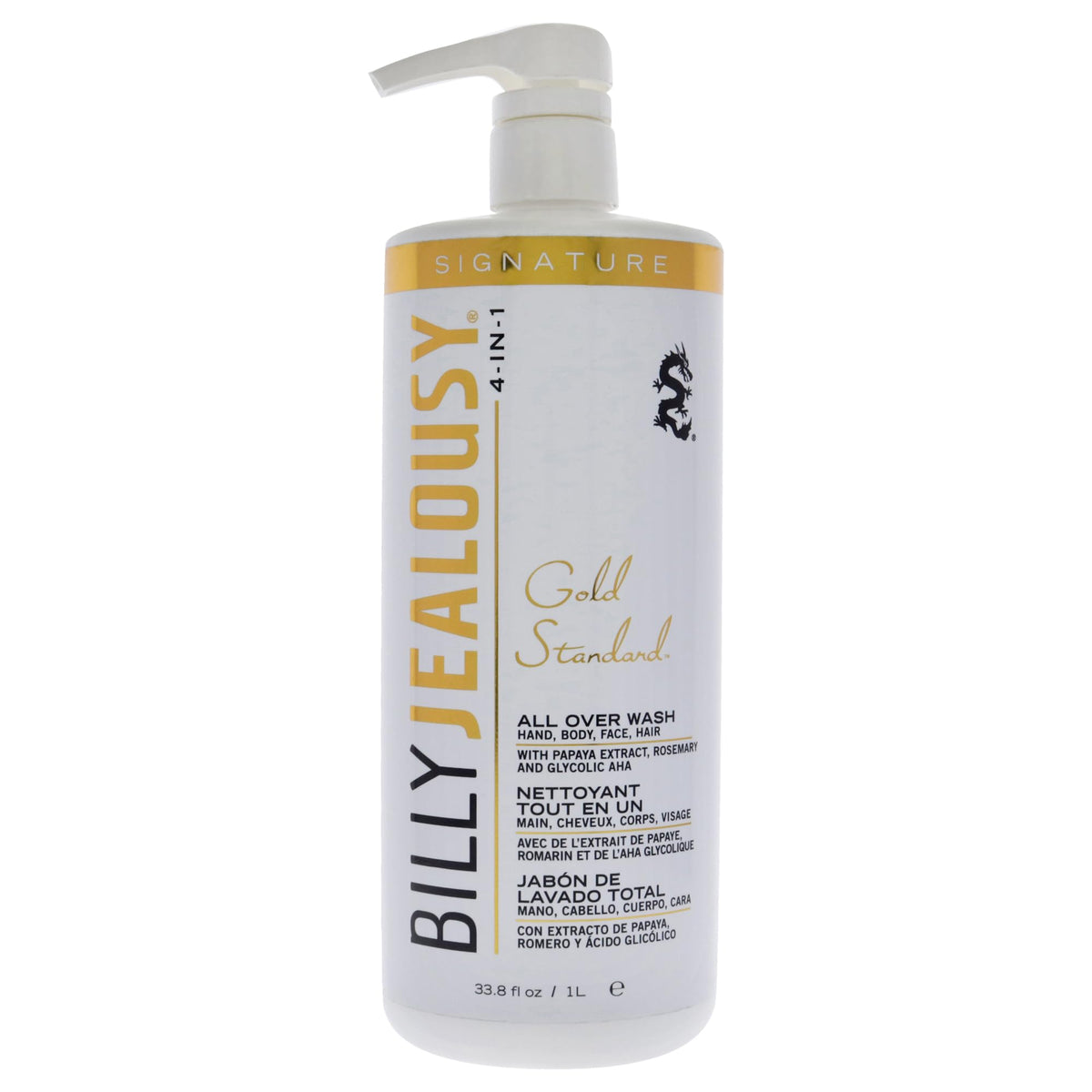 Gray Billy Jealousy Gold Standard 4-in-1 All Over Wash - Hand, Body, Face and Hair Cleansing, Soothing and Moisturizing Wash, Papaya, Mint, Rosemary, Cucumber
