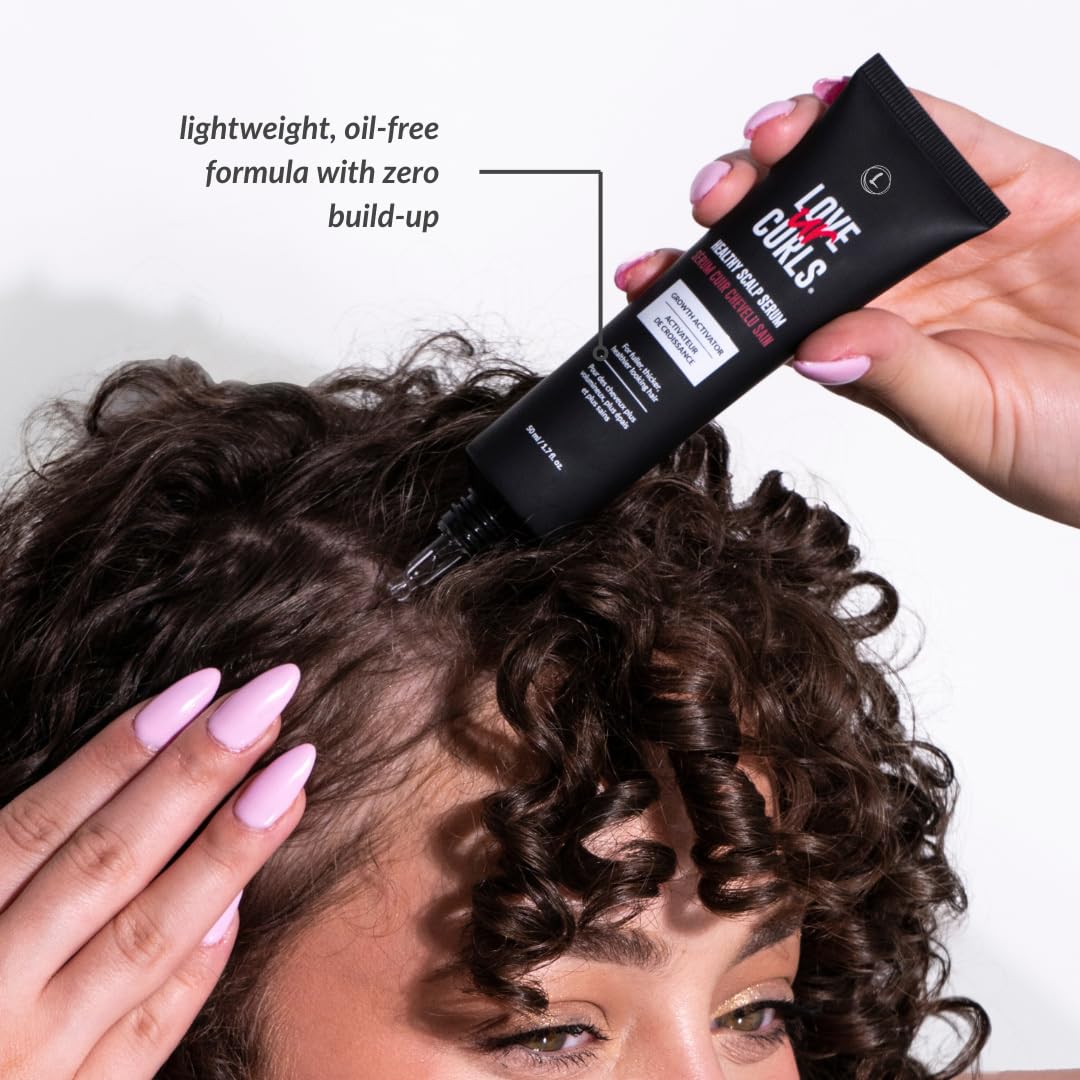 White Smoke Love Ur Curls - Healthy Scalp Serum Growth Hair Activator, Turmeric & Basil Extracts for Deep Moisturizing and Thicker Full Hair, Vegan, 50mL