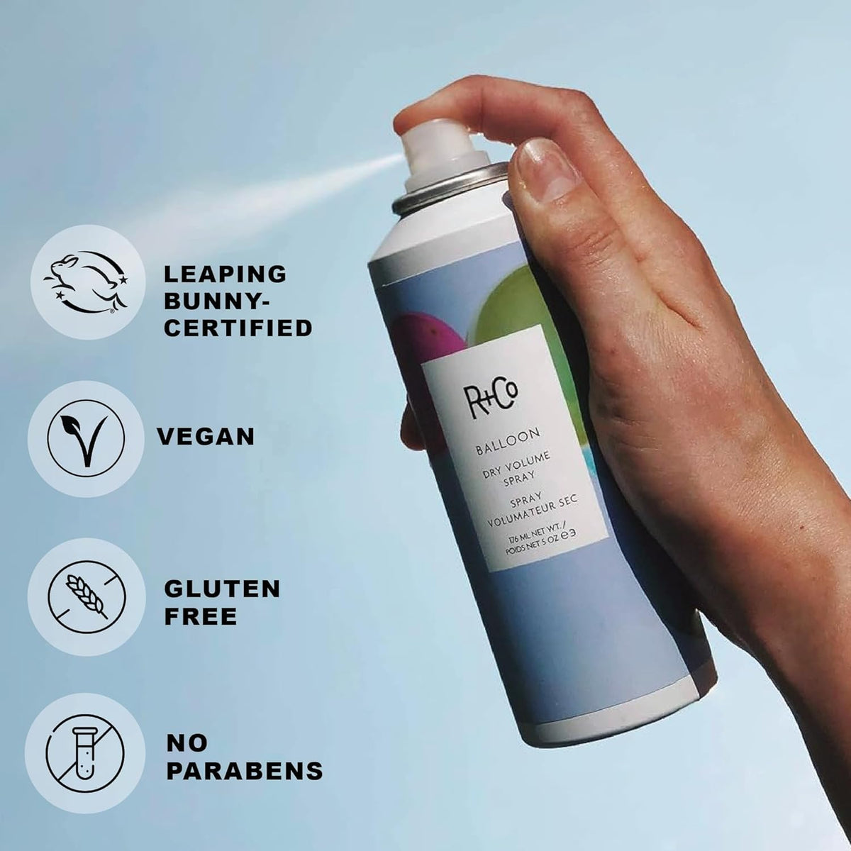 Light Steel Blue R+Co Hair Spray Set for Volume and Hold | Outer Space & Balloon Hairsprays | Instant Volume and Texture | Lightweight For Long Lasting Hairstyles | Vegan + Cruelty-Free | 9.5 oz + 5 oz (Pack of 2)