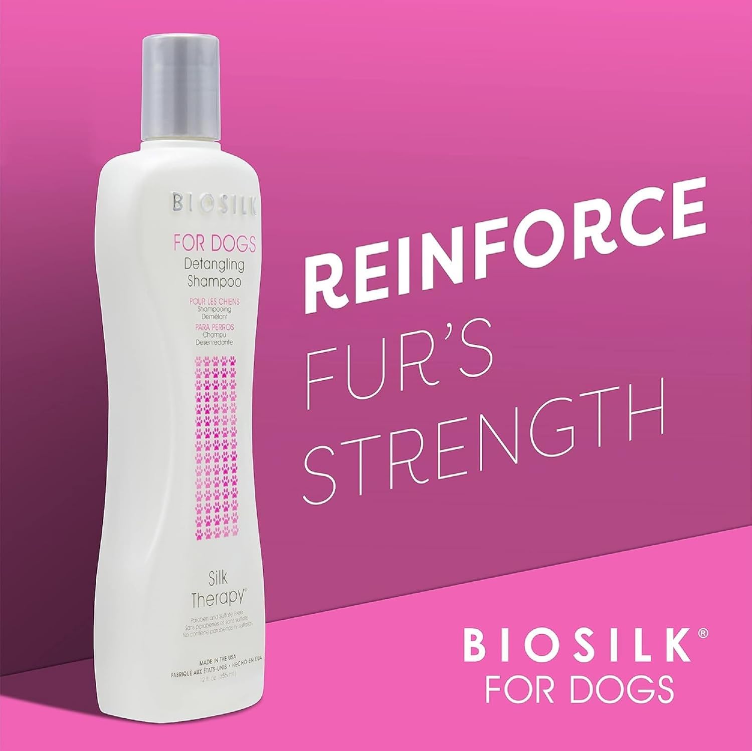 Maroon BioSilk for Dogs Silk Therapy Detangling Shampoo, Cleans and Moisturizes, Dematting Shampoo with Silk Proteins and Coconut Oil, No Parabens, pH Balanced, Made in USA, 12 Fl Oz - 2 Pack