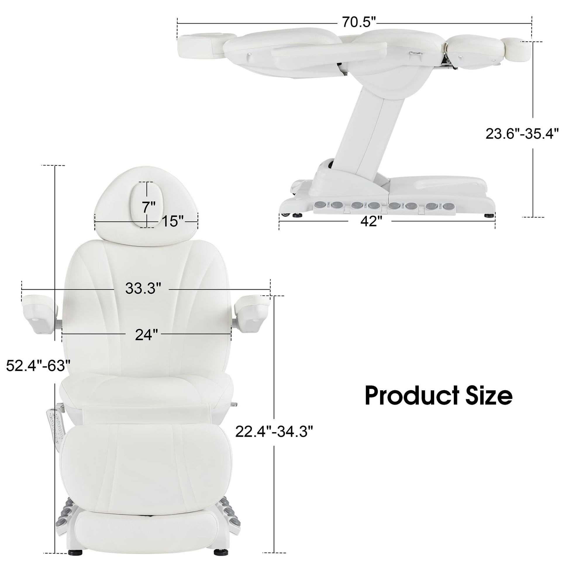 White Smoke BarberPub Full Electrical 4 Motor Facial Beauty Bed with Hand/Foot Control, Leather Massage Bed, Procedure Spa Chair, 400 lbs Capacity, 3 Preset Positions 2119 (White)