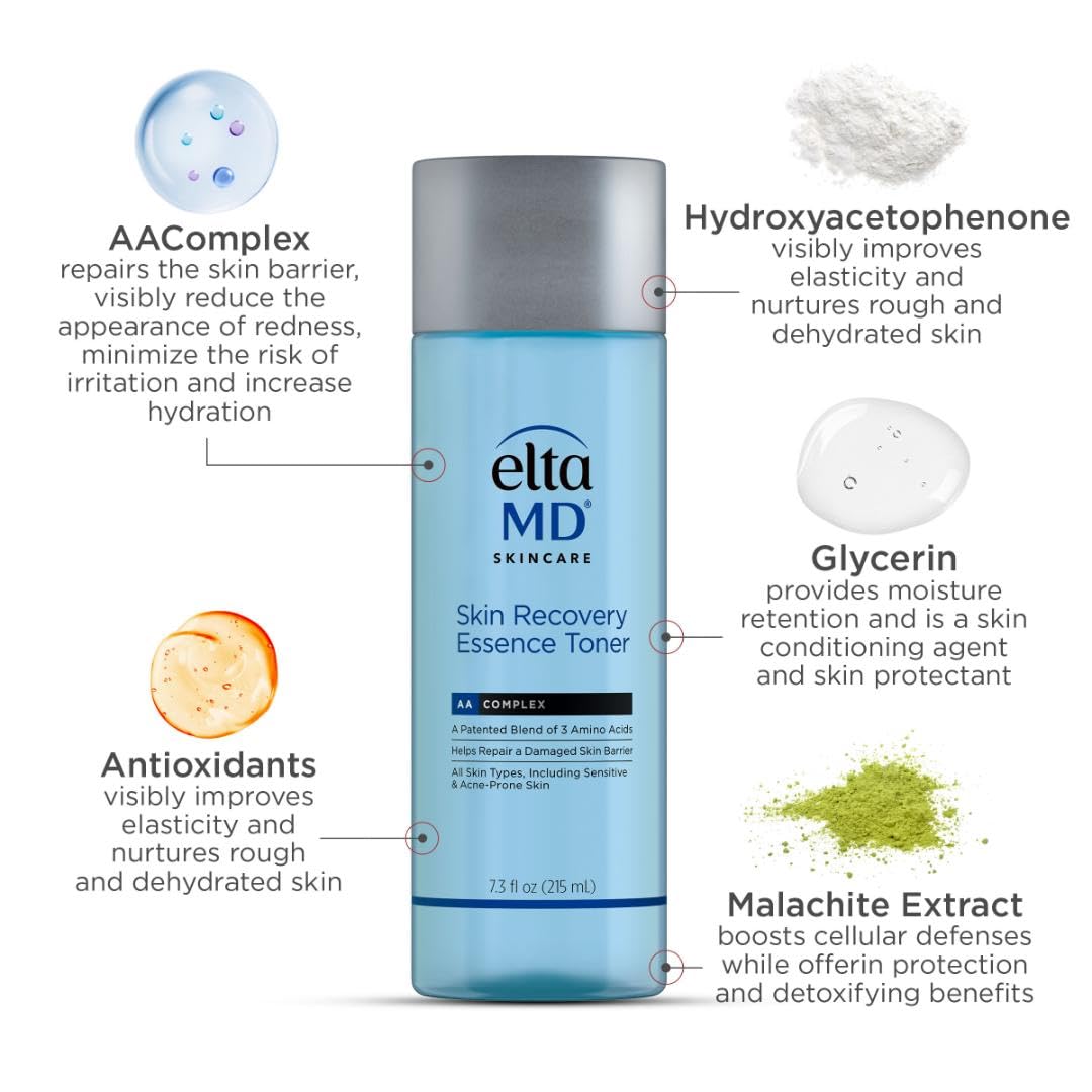 White Smoke EltaMD Skin Recovery Essence Hydrating Face Toner, Alcohol-Free, 7.3 oz