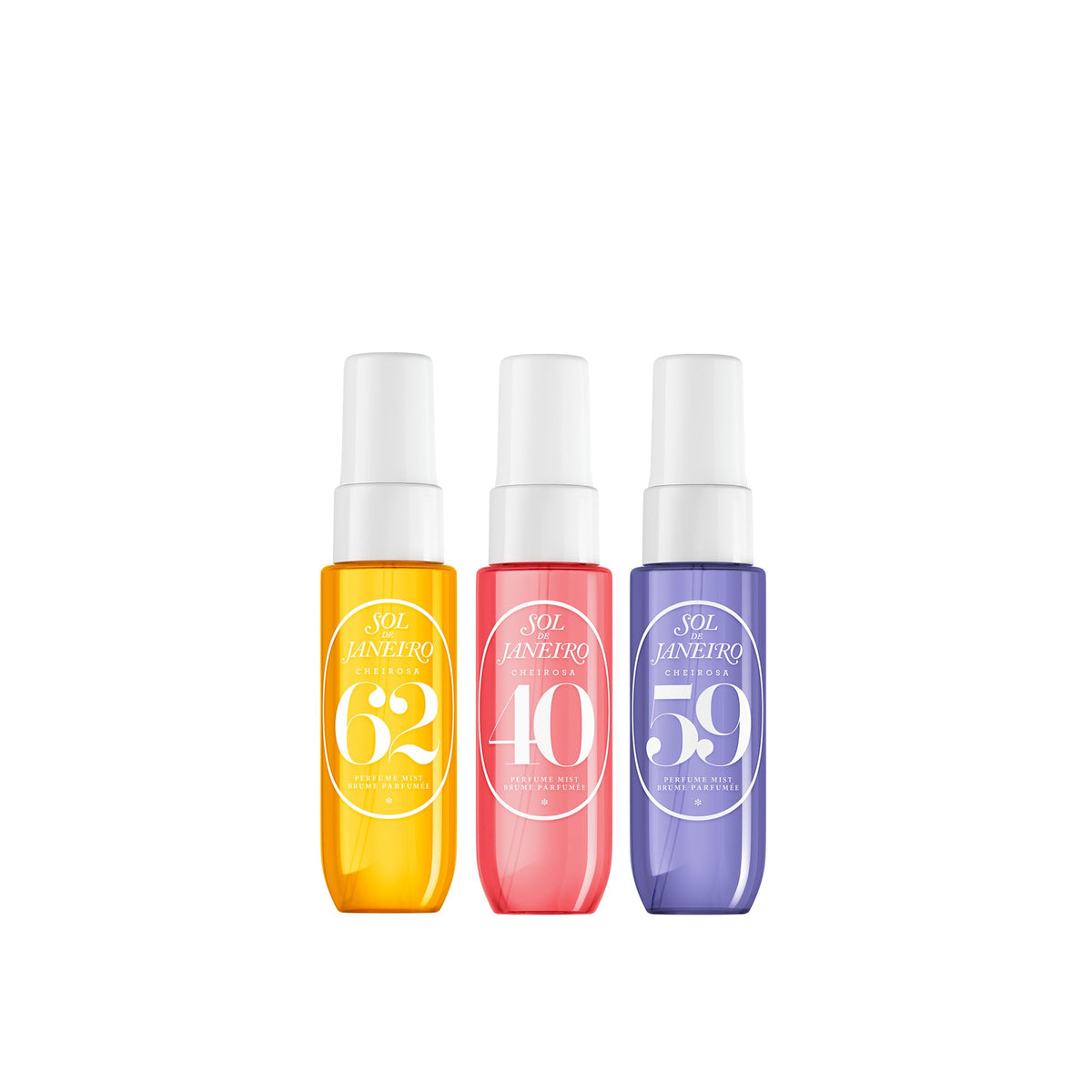 White Smoke Sol de Janeiro Cheirosa Perfume Mist Discovery Set Cheirosa 62, 40, and 59