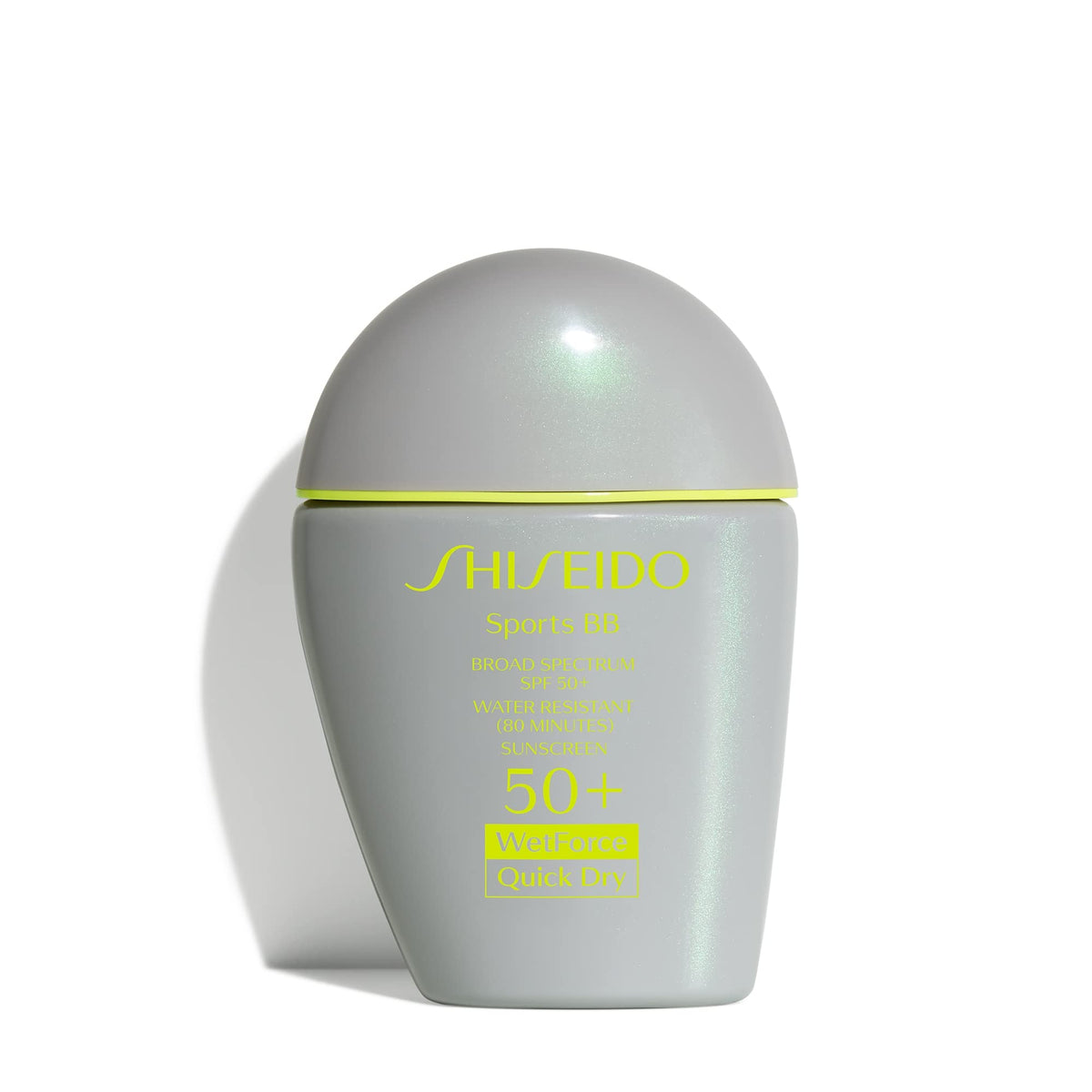 Gray Shiseido Sports BB Cream SPF 50+ Sunscreen - 30 mL - Quick-Dry, Non-Sticky Formula for Natural, All Day Finish - Perspiration, Water & Transfer Resistant - Non-Comedogenic