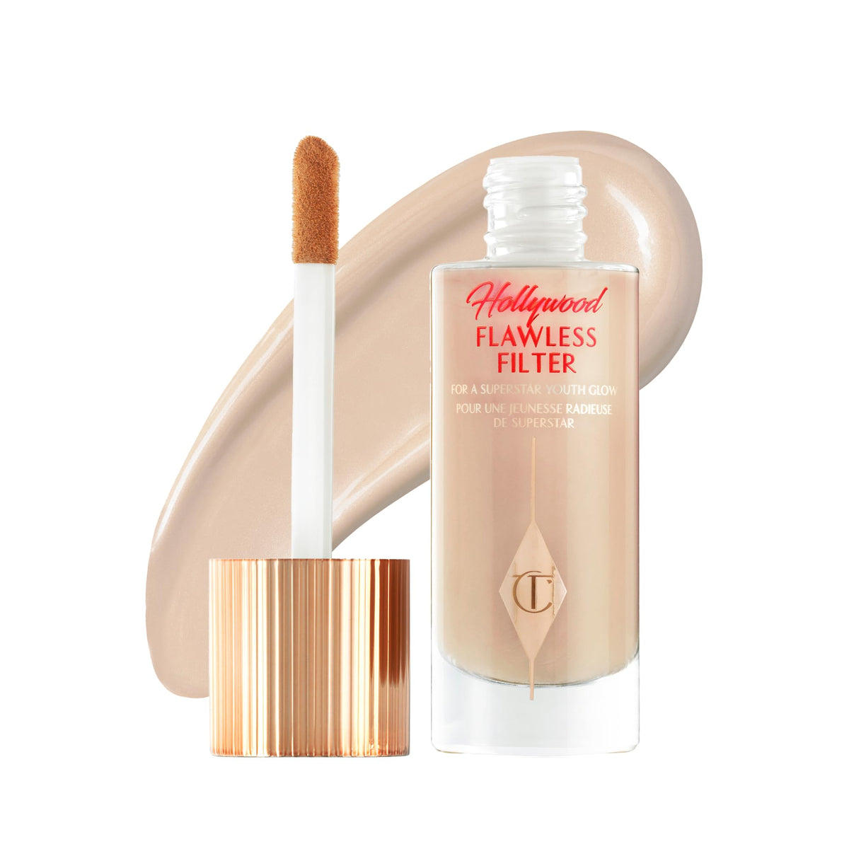 White Smoke Charlotte Tilbury Hollywood Flawless Filter - Multi‑Use Makeup Primer, Complexion Booster & Illuminating Liquid Highlighter with Sheer Coverage - Smooths & Blurs Skin