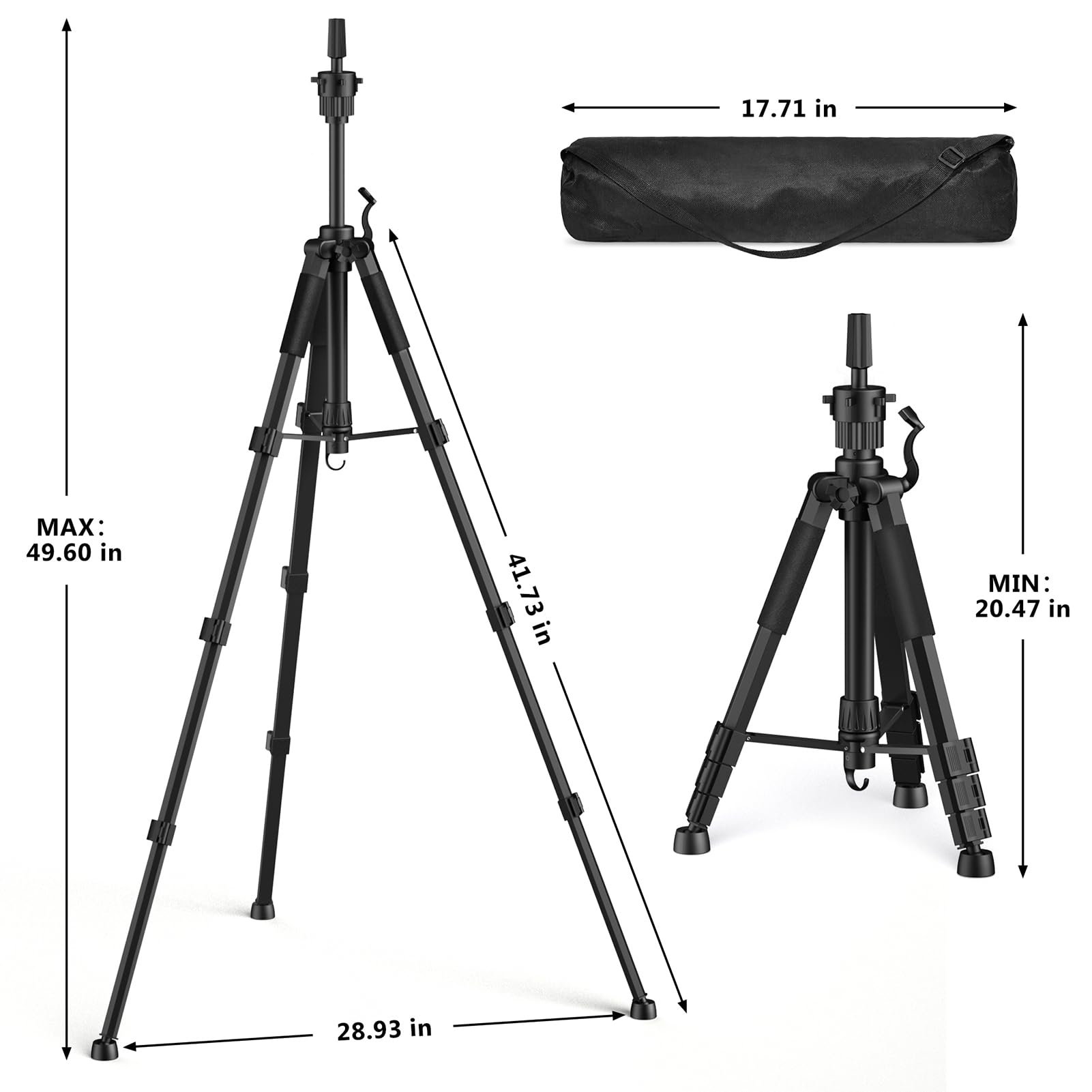 White Smoke Retbtnm Mannequin Head Stand, 54 inch Adjustable Wig Stand Tripod with Non-Slip Base, Heavy Duty Metal Mannequin Tripod Stand for Cosmetology Hairdressing