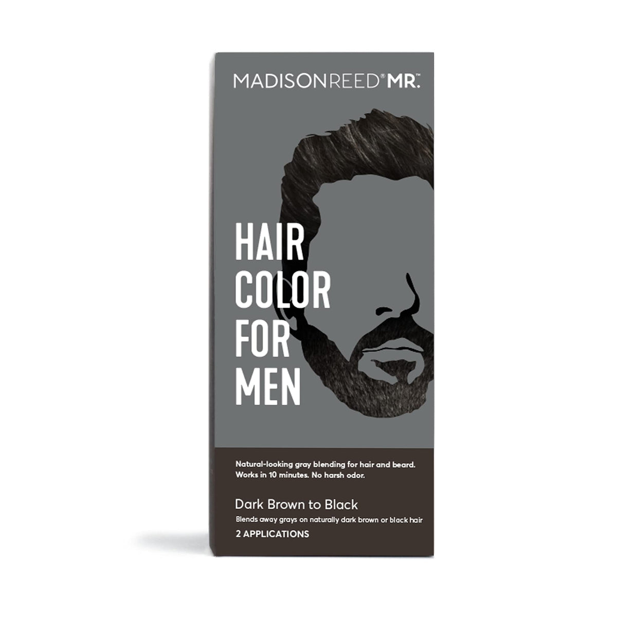 White Smoke Madison Reed Mr. Hair Color for Men, Dark Brown to Black Demi-Permanent Hair Dye, Reduces Grays in 15 Minutes For Hair & Beard, Nourishing & Strengthening, Keratin & Argan Oil, 2 Applications