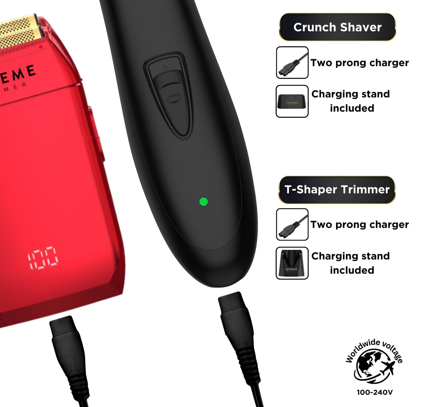 White Smoke Supreme Trimmer 2-in-1 T-Shaper Trimmer & Crunch Foil Shaver | STF602 Electric Razor & ST5210 Beard Trimmer Barber Haircut Kit | Gold