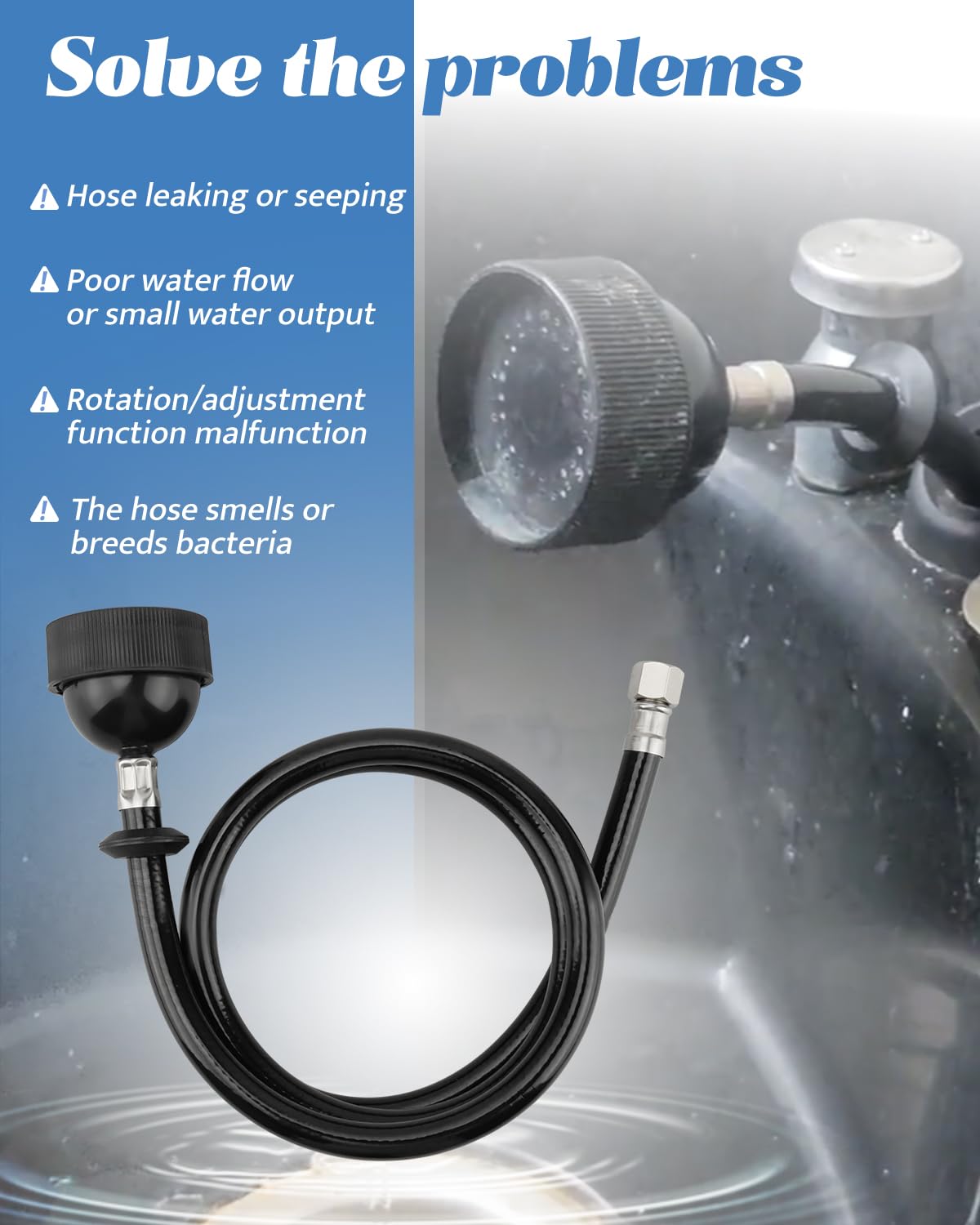 White Smoke Salon Shampoo Bowl Sprayer Head with Black Rubber Hose, Salon Spray Head Professional Salon Sink Replacement Part for Salon Barber Shop Spa, 1/4" Thread