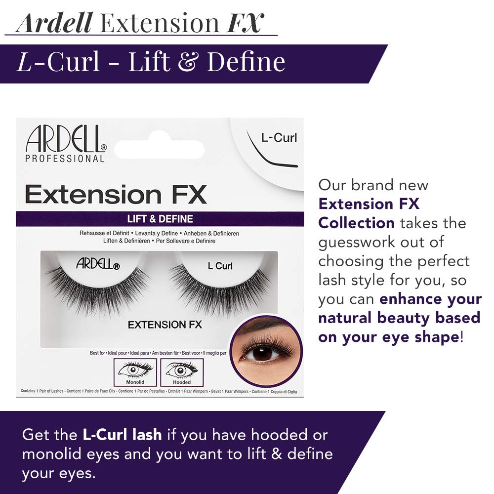 White Smoke Ardell Lash Extension FX L Curl Lashes – Lift & Define Eyelashes, Natural for Hooded Eyes, Reusable Eye Lash, 4 Pack