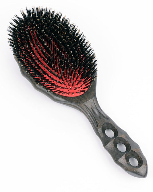White Smoke YS Park Hair Brush - Beetle - Luster Air Eco Styler Normal Cushion - Carbon Wood Air Vent - 1 Boar YS-68AC1