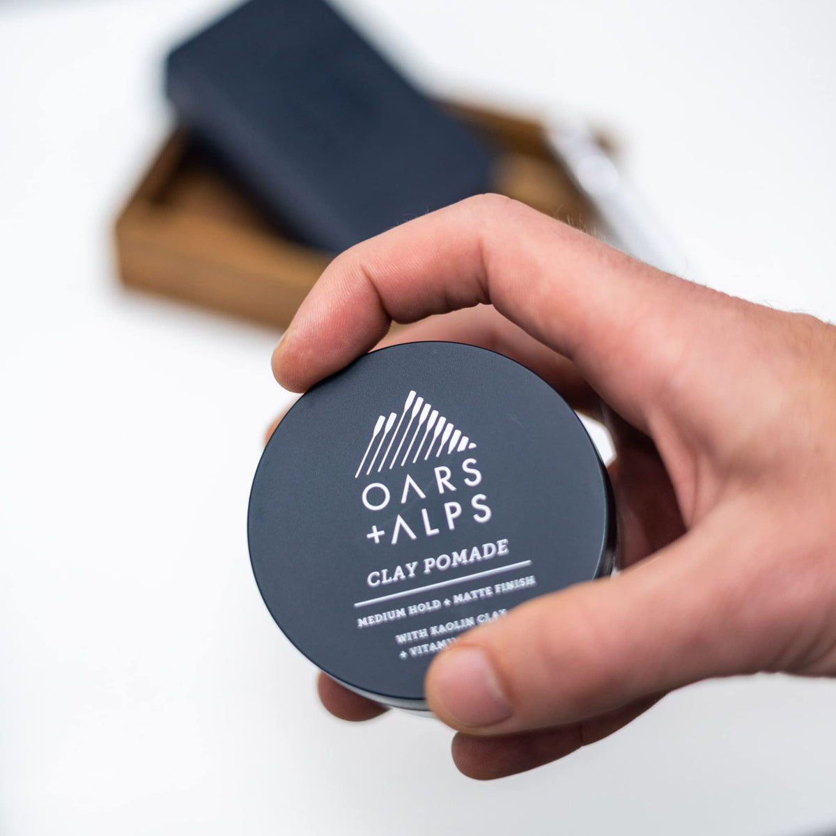 White Smoke Oars + Alps Clay Hair Pomade for Men with Biotin, Kaolin Oil, Bentonite Clay, Jojoba Oil, Vitamin B7 & B5, Promotes Hair Growth, Medium Hold, Matte Finish, Reduces Frizz, 2oz