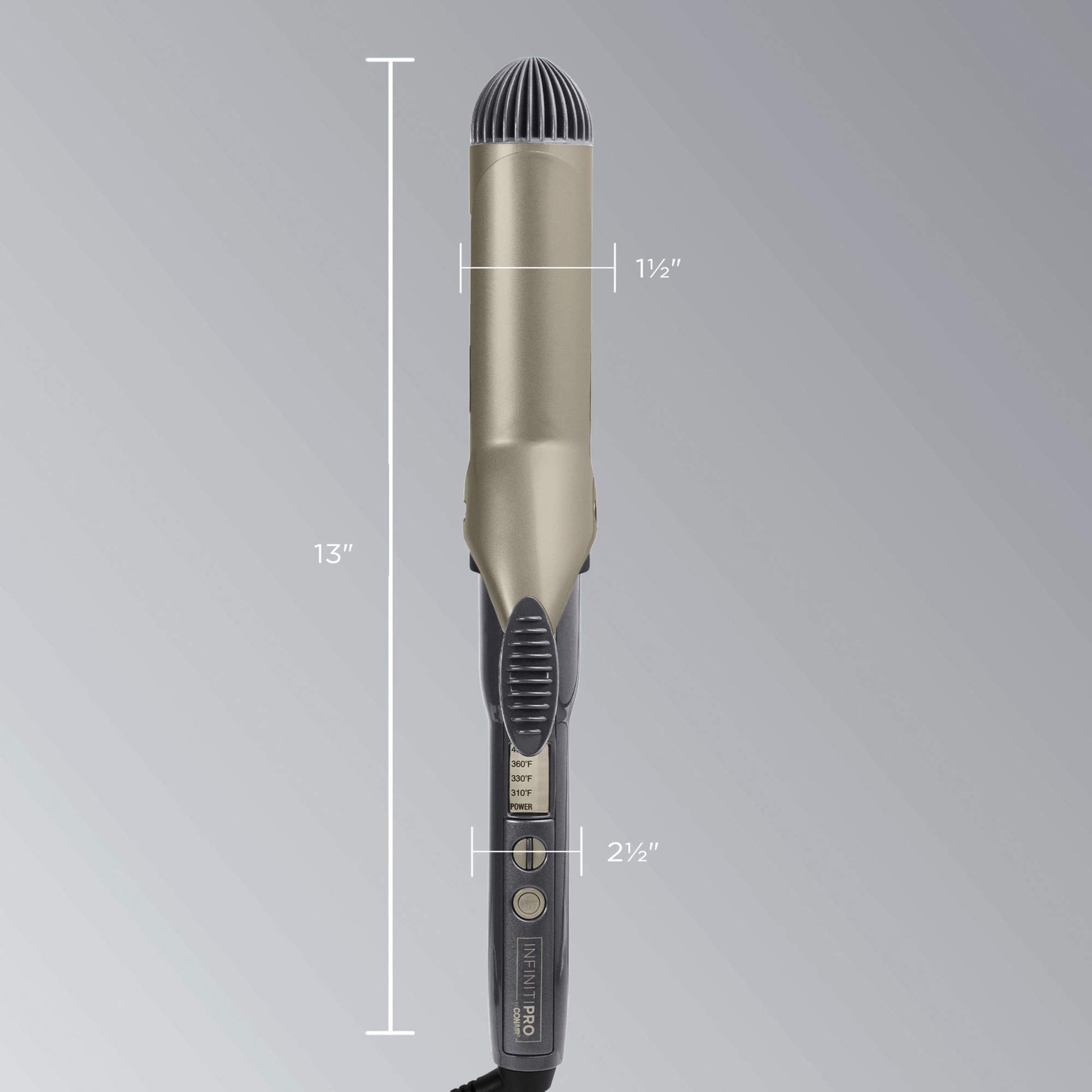 Gray Conair INFINITIPRO Tourmaline 1 1/2-Inch Ceramic Curling Iron, 1 ½ inch barrel produces soft waves – for use on medium and long hair