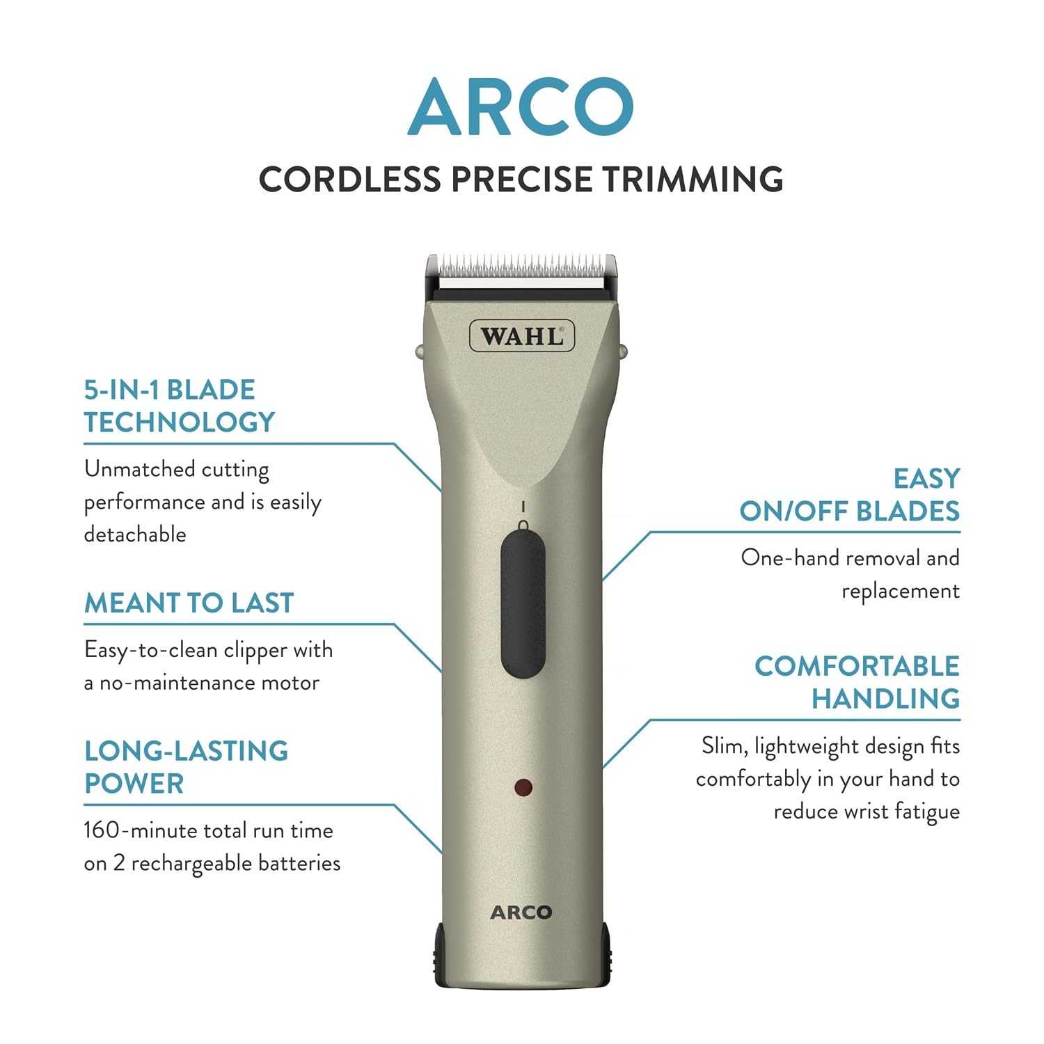 White Smoke Wahl Professional Animal Arco Pet, Dog, Cat, and Horse Cordless Clipper Kit