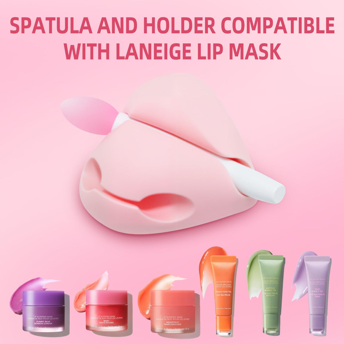 Pink KEUYE Spatula Holder Compatible with Laneige Lip Mask,Holers&Spatulas