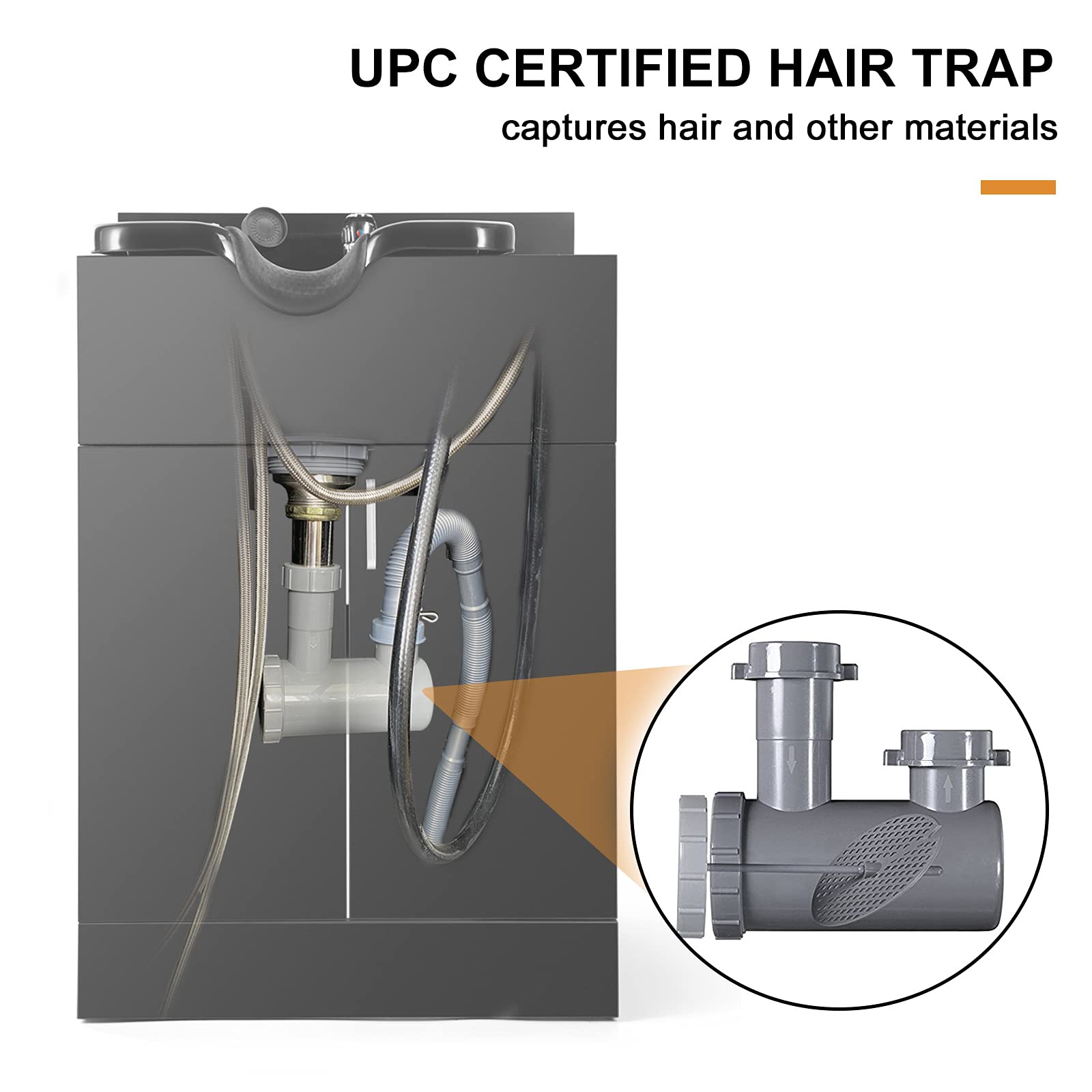 White Smoke Artist hand Shampoo Backwash Sink Station with Shampoo Bowl Shampoo Station, Backwash Sink Chair Spa Salon Beauty Equipment, Used with Barber Chair and Shampoo Chair(Black)