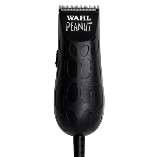 Black Wahl Professional Peanut Corded Trimmer - Compact, Lightweight Powerful Rotary Motor Grooming Tool, with 4 Trimming Guides and Accessories