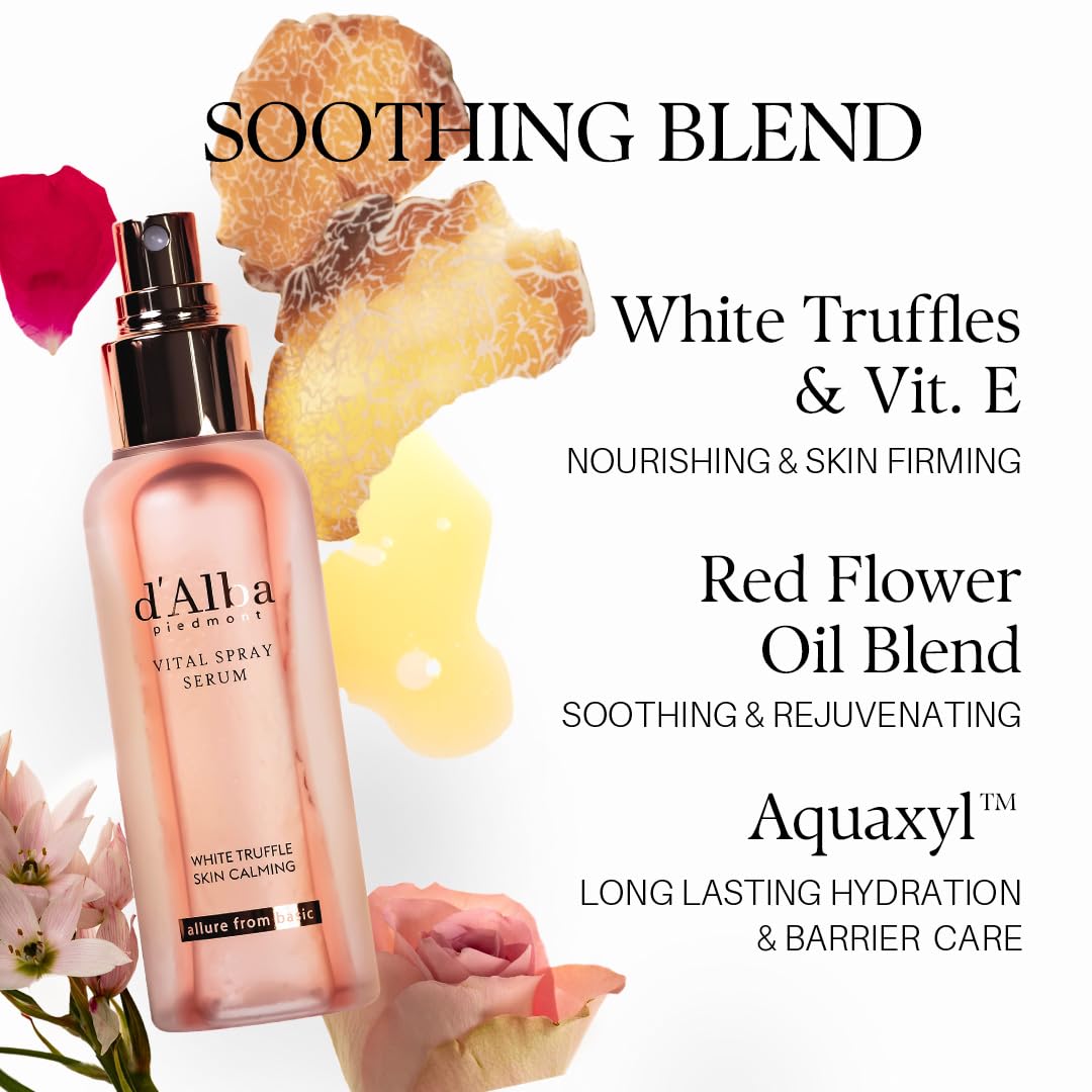 White Smoke [2 Bottles] d'alba Piedmont Italian White Truffle Vital Spray Serum, Vegan Skin Care, Calming and Hydrating Facial Mist for Red and Sensitive Skin, Glow, Korean Skincare (total 6.76 fl oz.)