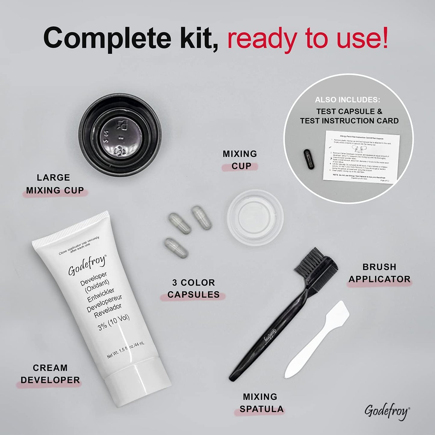 Gray Godefroy Barbers Choice 3 Application Beard and Mustache Dye For Men, 6 weeks of Cover For Gray Facial Hair, Jet Black