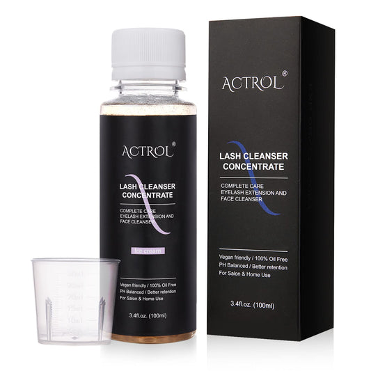 White Smoke ACTROL Eyelash Cleanser Concentrate 100ml Ice Cream Professional Lash Shampoo Foaming Cleanser DIY Paraben & Sulfate Free Non-lrritating Wash for Extensions Lashes with Salon Care-Makes 20 Bottles