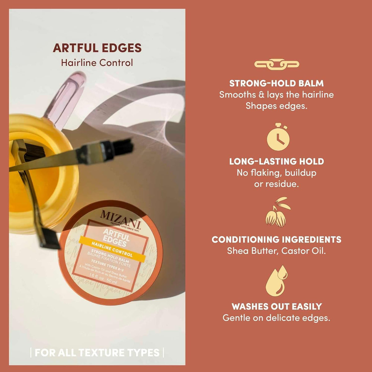 Sienna Mizani Artful Edges Control Hair Gel - Flake-Free With No Buildup