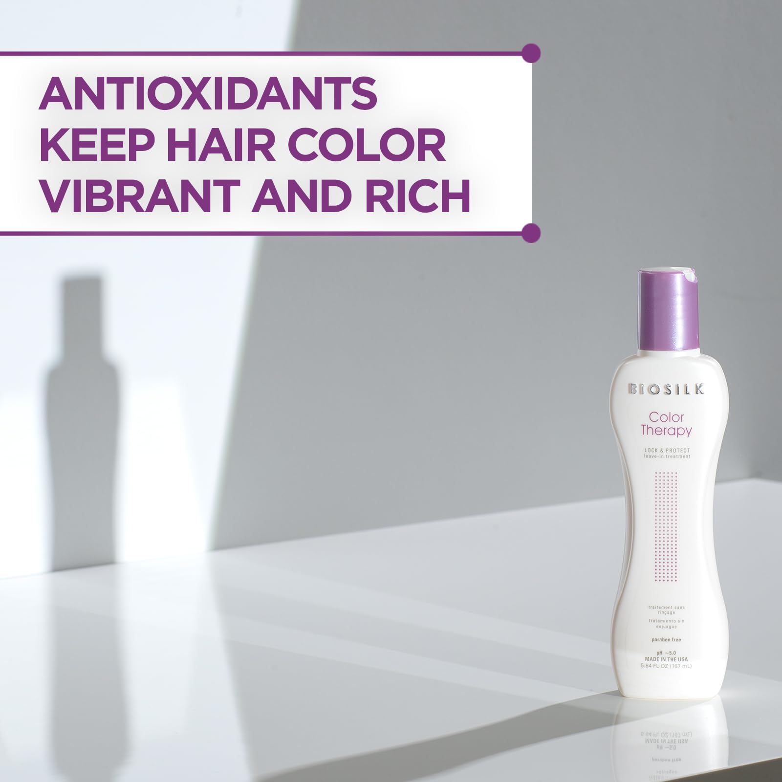 White Smoke BioSilk Color Therapy Lock & Protect, Prevents Color Loss & Strengthens Hair, Keeps Color Vibrant & Rich, Sulfate, Paraben & Cruelty-Free, 5.64 Oz