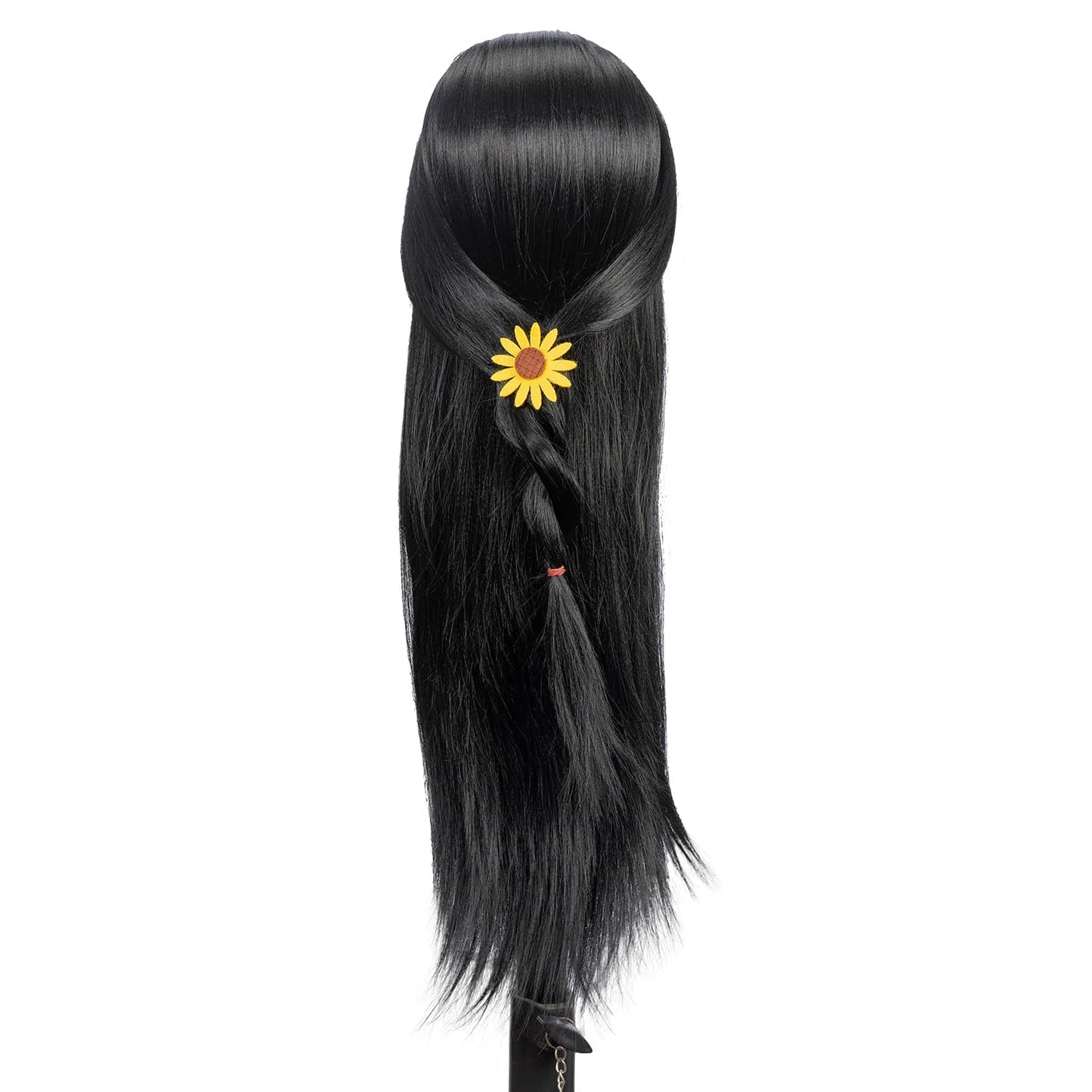 White Smoke Training Head 26"-28'' Mannequin Head Hair Styling Manikin Cosmetology Doll Head Synthetic Fiber Hair Hairdressing Training Model Free Clamp Exquisite Gifts (black)