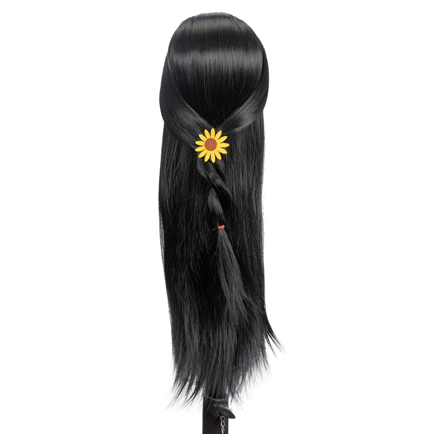 White Smoke Training Head 26"-28'' Mannequin Head Hair Styling Manikin Cosmetology Doll Head Synthetic Fiber Hair Hairdressing Training Model Free Clamp Exquisite Gifts (black)