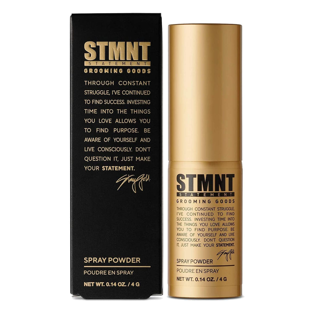 Black STMNT Grooming Goods Spray Powder, 0.14 oz | Extra Matte Finish | Added Texture and Grip | Super Lightweight Formula | Fuller Feeling Hair