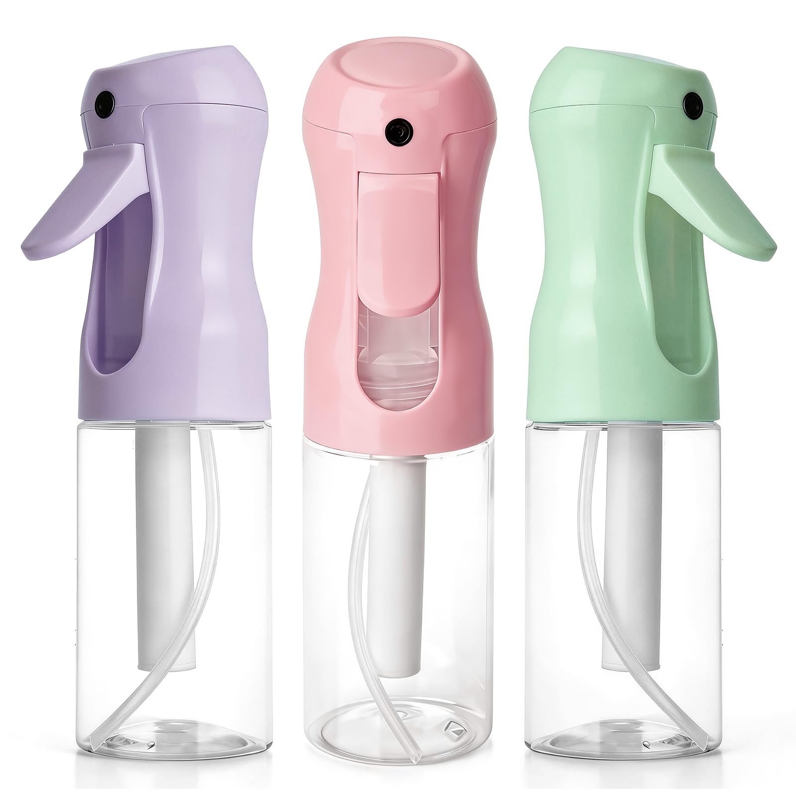 White Smoke RMNJPW 3Pcs Continuous Spray Bottles For Hair,Ultra Fine Mister for Hair Styling, Plants, Cleaning, Salon, Misting & Skin Care（200ml/6.8oz Green+Pink+Purple）