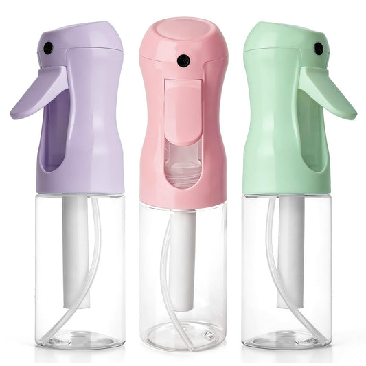 White Smoke RMNJPW 3Pcs Continuous Spray Bottles For Hair,Ultra Fine Mister for Hair Styling, Plants, Cleaning, Salon, Misting & Skin Care（200ml/6.8oz Green+Pink+Purple）